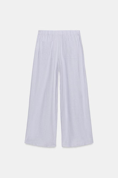 Pantalon large en lin à pinces