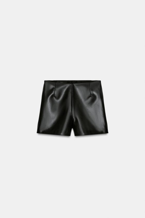 Short taille haute effet cuir