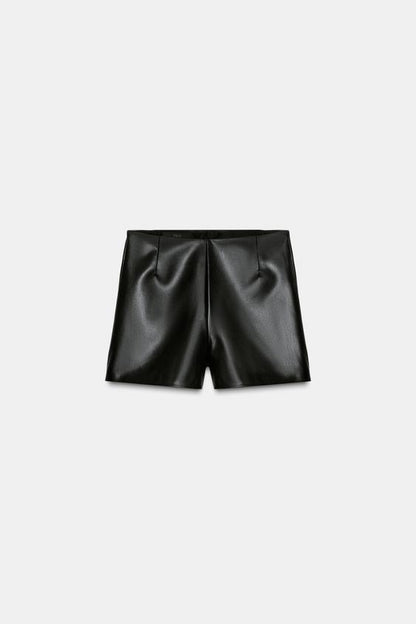 Short taille haute effet cuir
