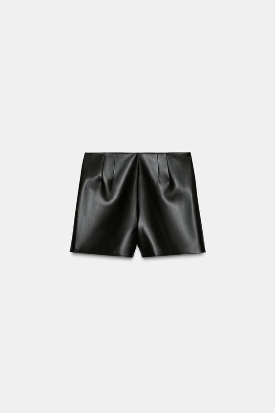 Short taille haute effet cuir