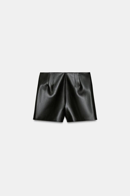 Short taille haute effet cuir