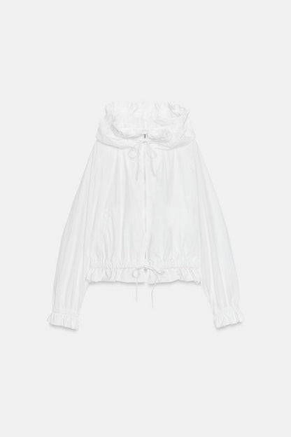 Veste à fermeture zippée à volants