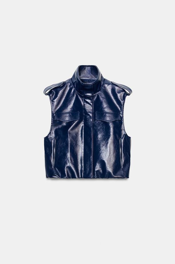 Gilet effet cuir à passants