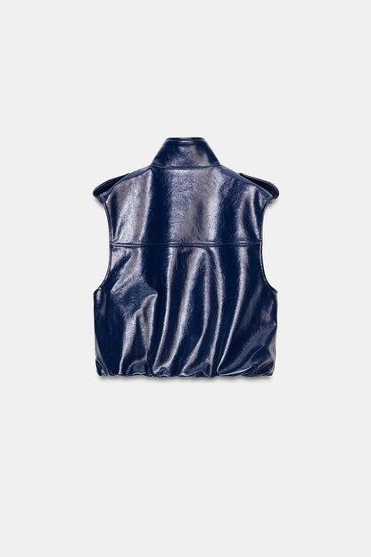 Gilet effet cuir à passants