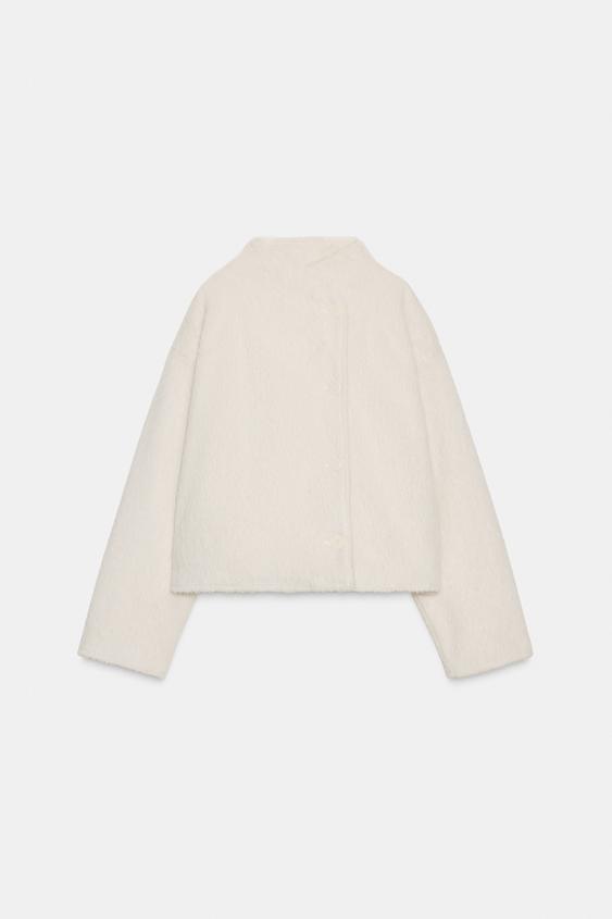 Blouson effet fourrure croisé