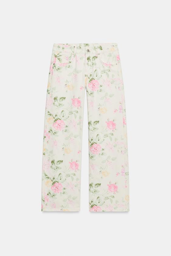 Jean TRF coupe ample taille basse à fleurs