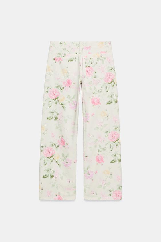 Jean TRF coupe ample taille basse à fleurs