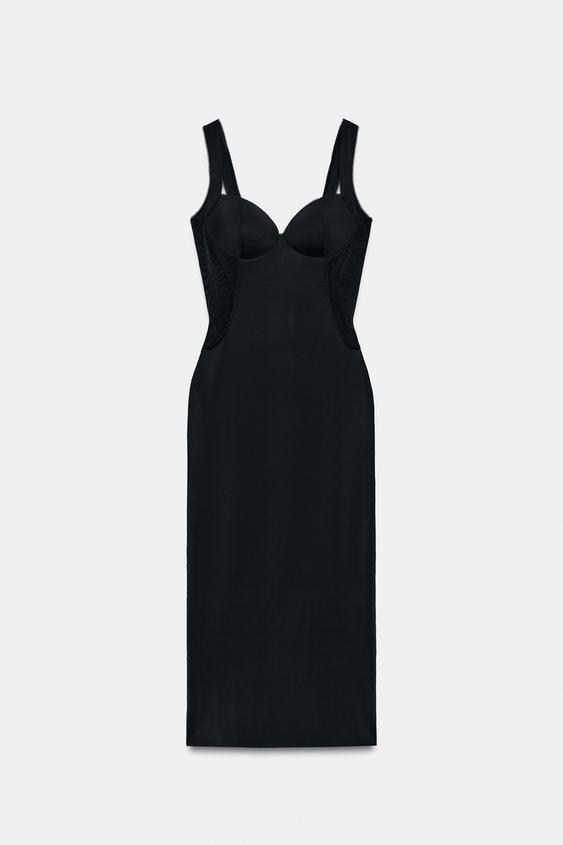 Robe midi contrastée en polyamide