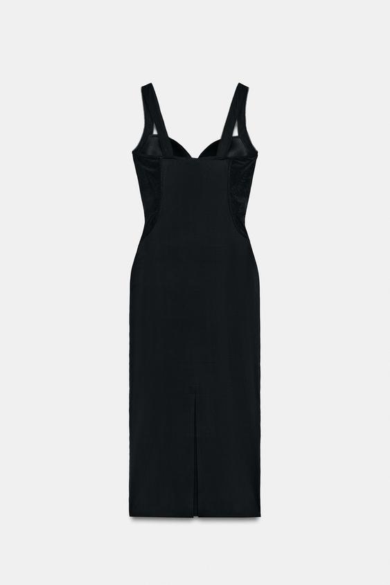 Robe midi contrastée en polyamide