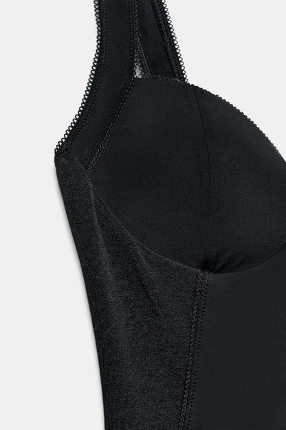 Robe midi contrastée en polyamide