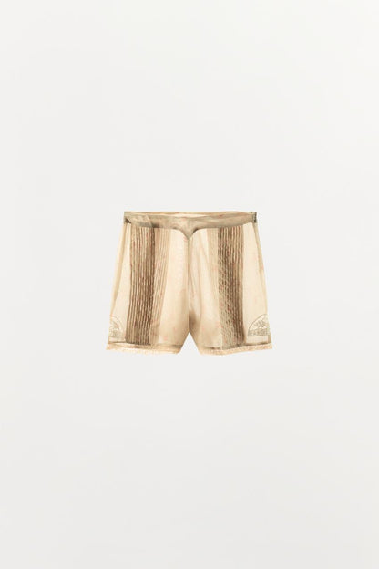Short en organza imprimé et brodé