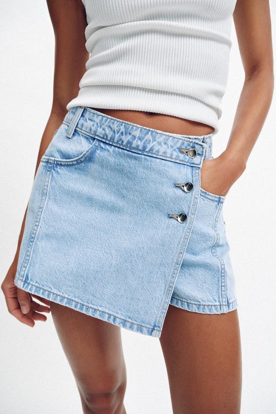 Jupe-culotte Z1975 en denim croisée