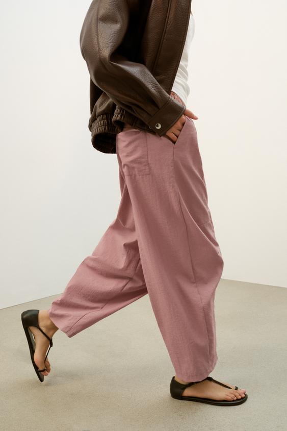 Pantalon coupe barrel à taille élastique
