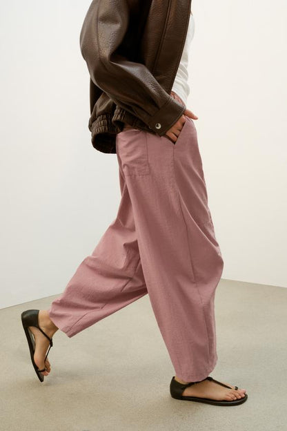 Pantalon coupe barrel à taille élastique