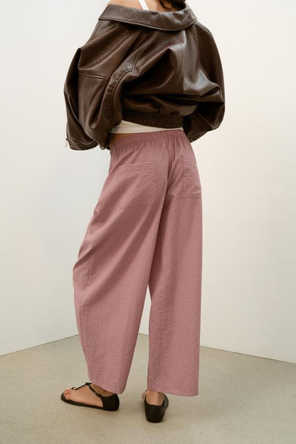 Pantalon coupe barrel à taille élastique