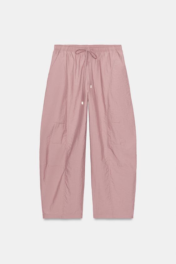 Pantalon coupe barrel à taille élastique