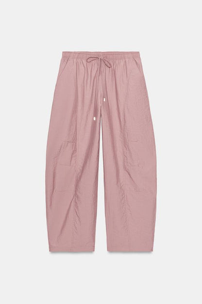 Pantalon coupe barrel à taille élastique