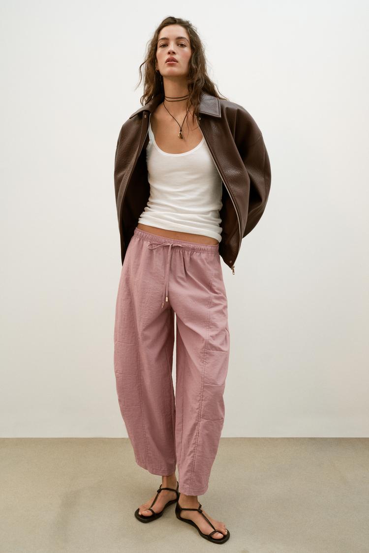Pantalon coupe barrel à taille élastique