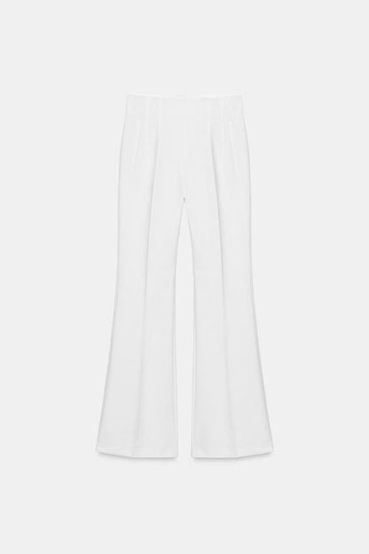 Pantalon taille haute à fermeture zippée au dos