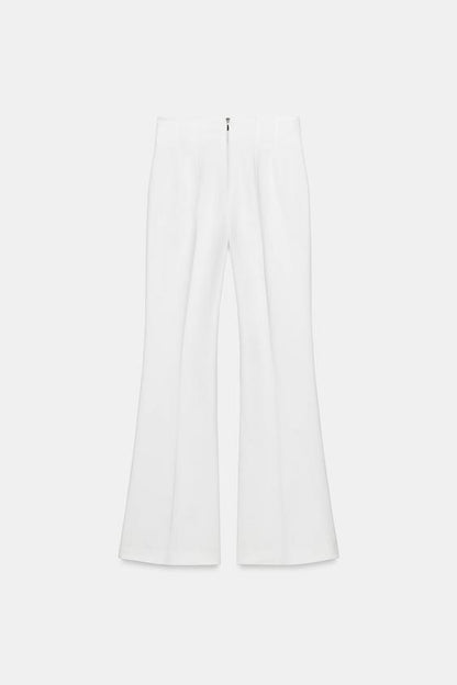 Pantalon taille haute à fermeture zippée au dos