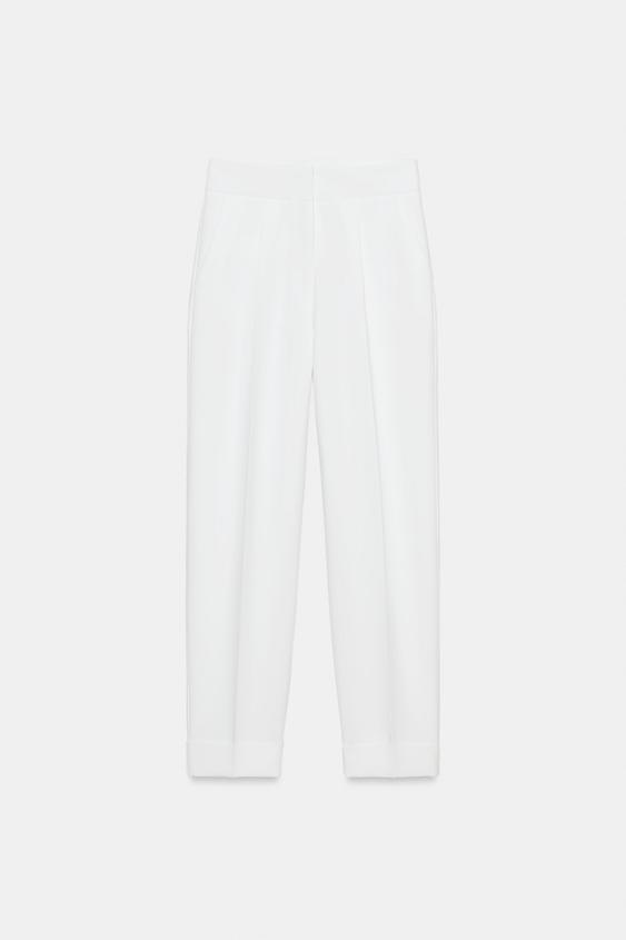 Pantalon à plis avec revers au bas