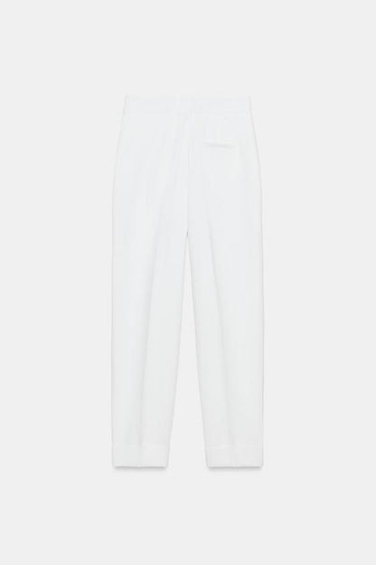 Pantalon à plis avec revers au bas