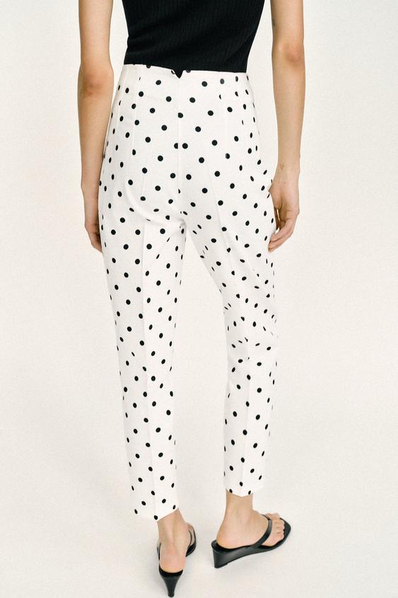 Pantalon taille haute à pois