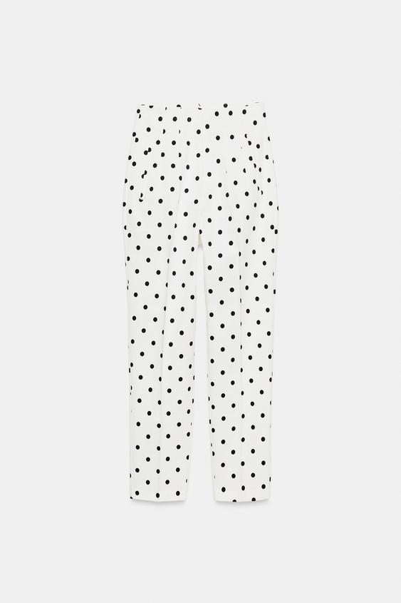 Pantalon taille haute à pois