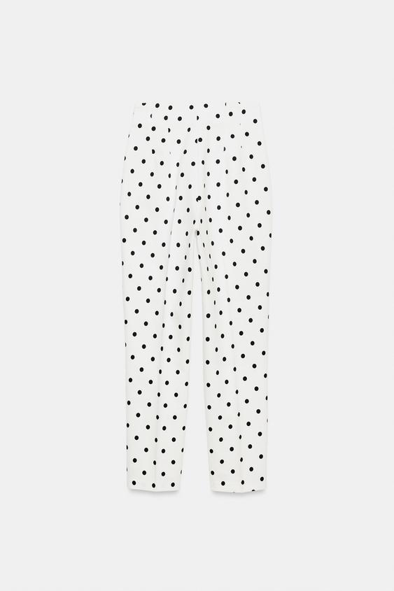 Pantalon taille haute à pois