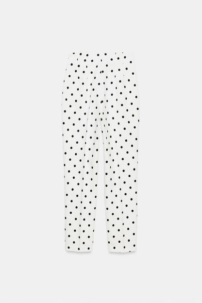 Pantalon taille haute à pois