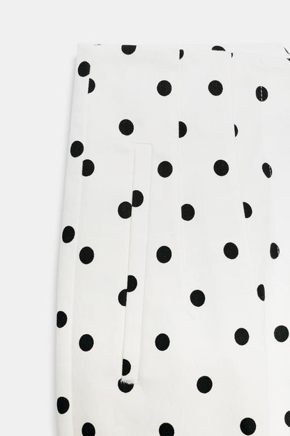 Pantalon taille haute à pois