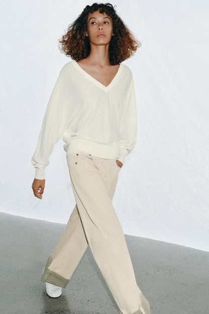 Pull en maille à décolleté en V