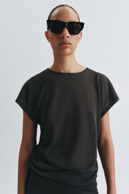 Top drapé en maille