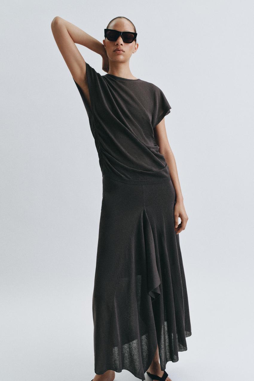 Jupe midi en maille