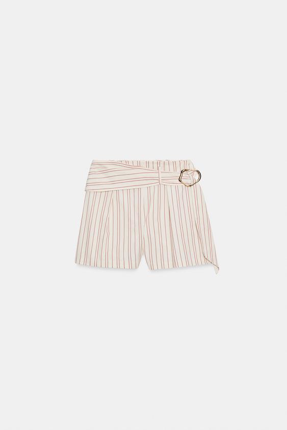 Bermuda à rayures avec ceinture