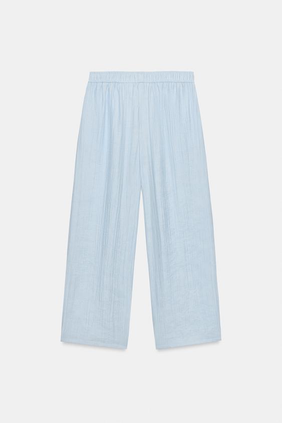 Pantalon coupe barrel texturé