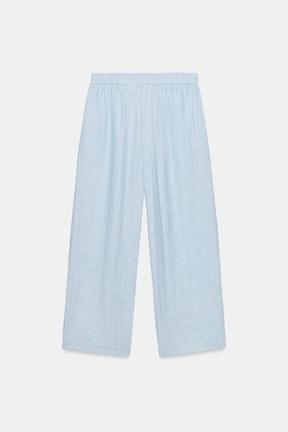 Pantalon coupe barrel texturé
