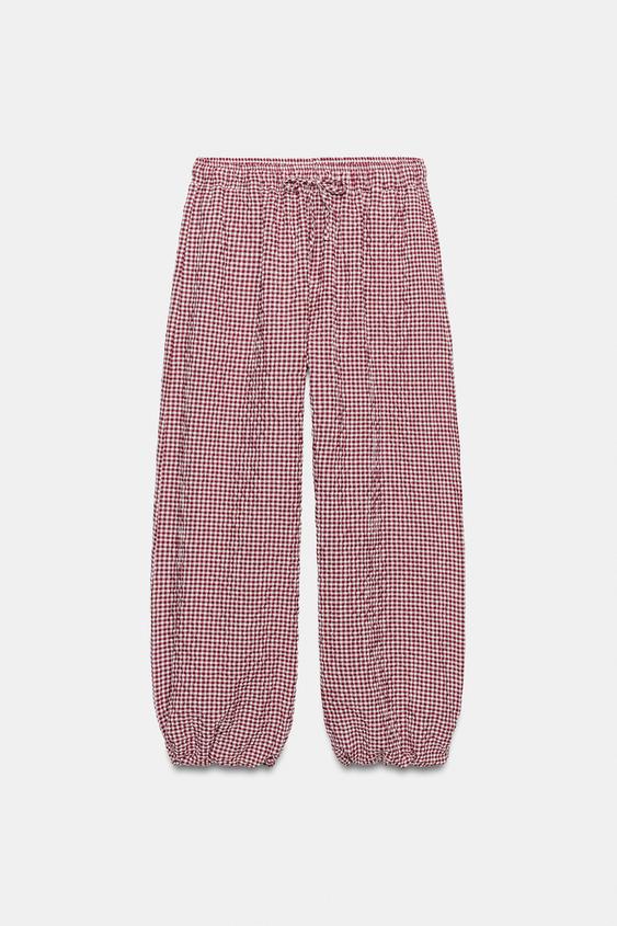 Pantalon bouffant à carreaux vichy