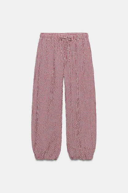 Pantalon bouffant à carreaux vichy