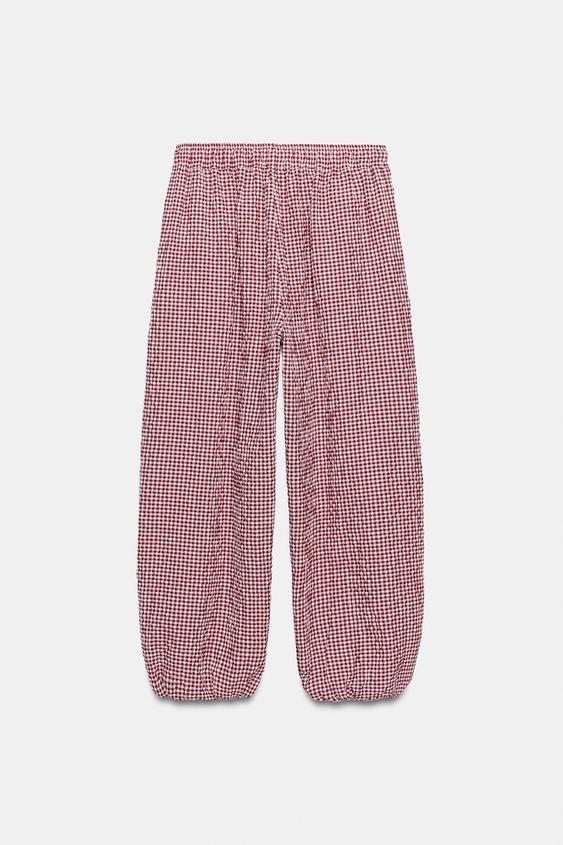 Pantalon bouffant à carreaux vichy