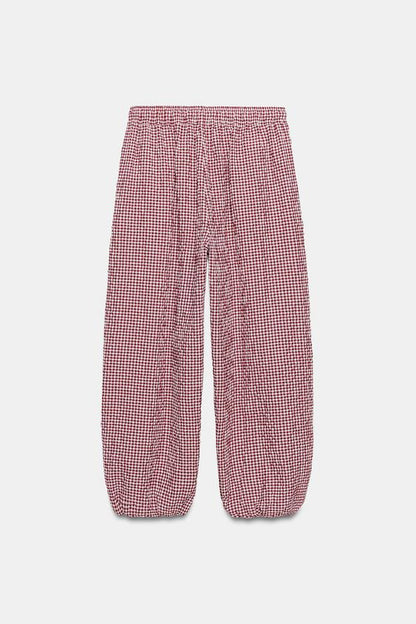 Pantalon bouffant à carreaux vichy