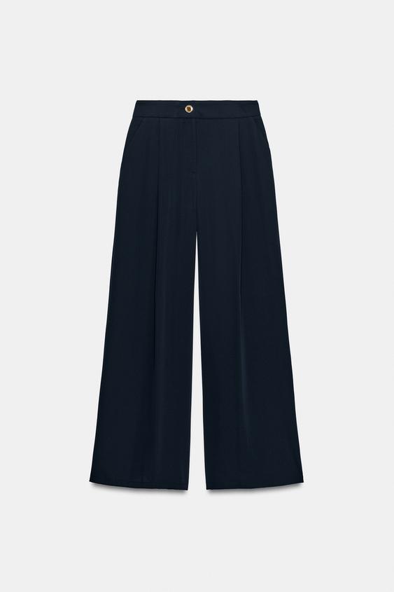 Pantalon palazzo à bouton doré