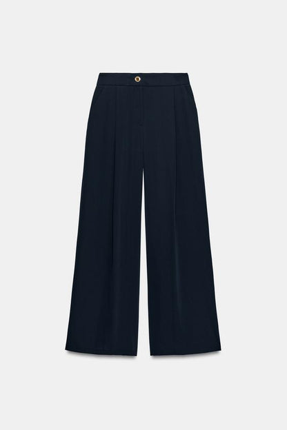 Pantalon palazzo à bouton doré