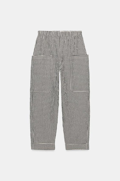 Pantalon à taille élastique à carreaux