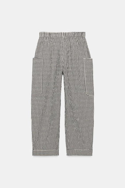 Pantalon à taille élastique à carreaux