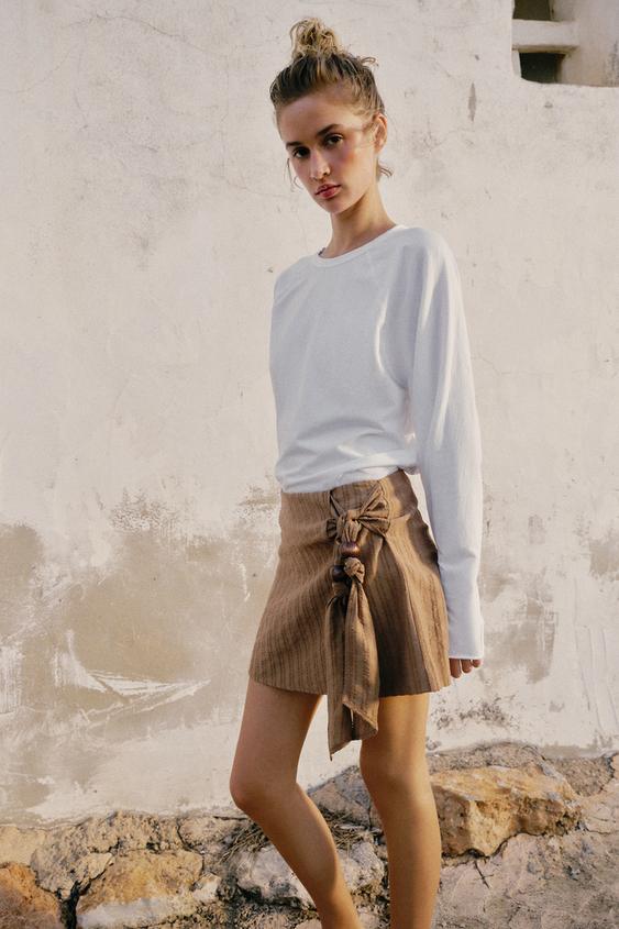 Jupe-culotte avec nœud à perles