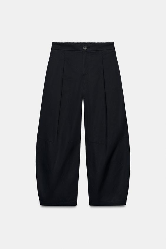 Pantalon coupe barrel en popeline