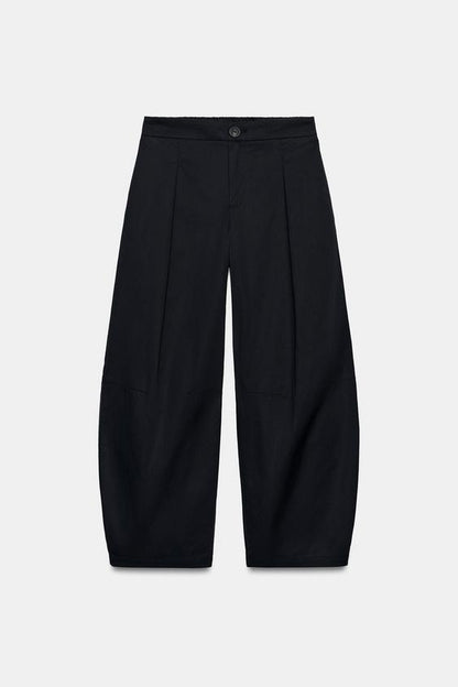 Pantalon coupe barrel en popeline