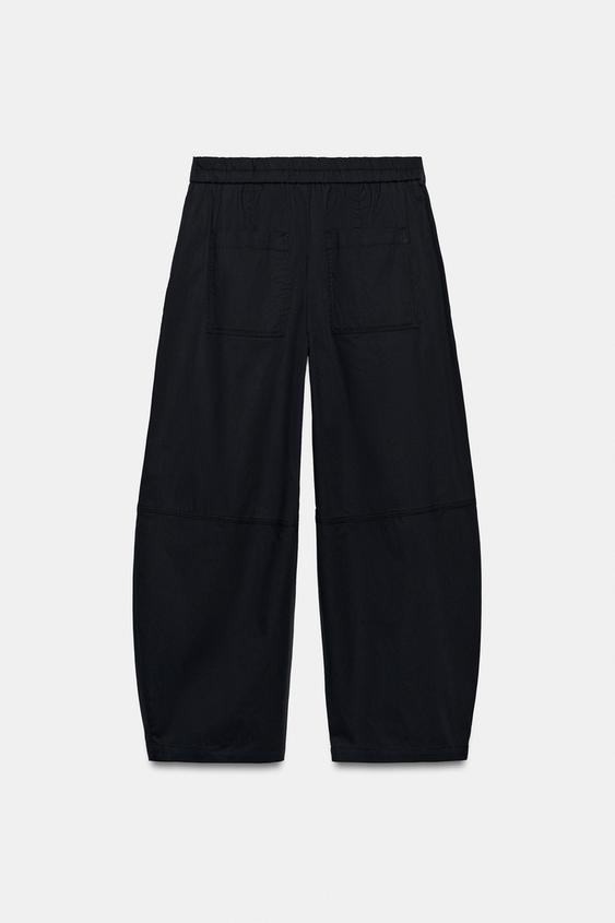 Pantalon coupe barrel en popeline