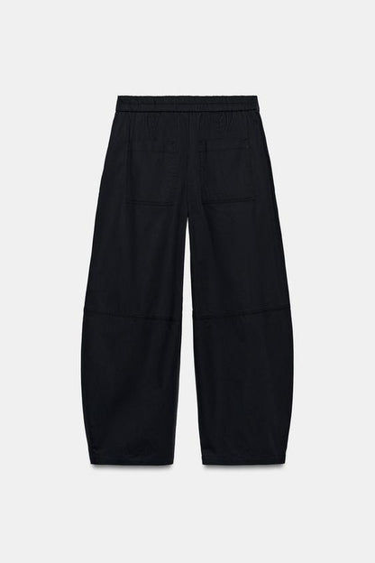 Pantalon coupe barrel en popeline